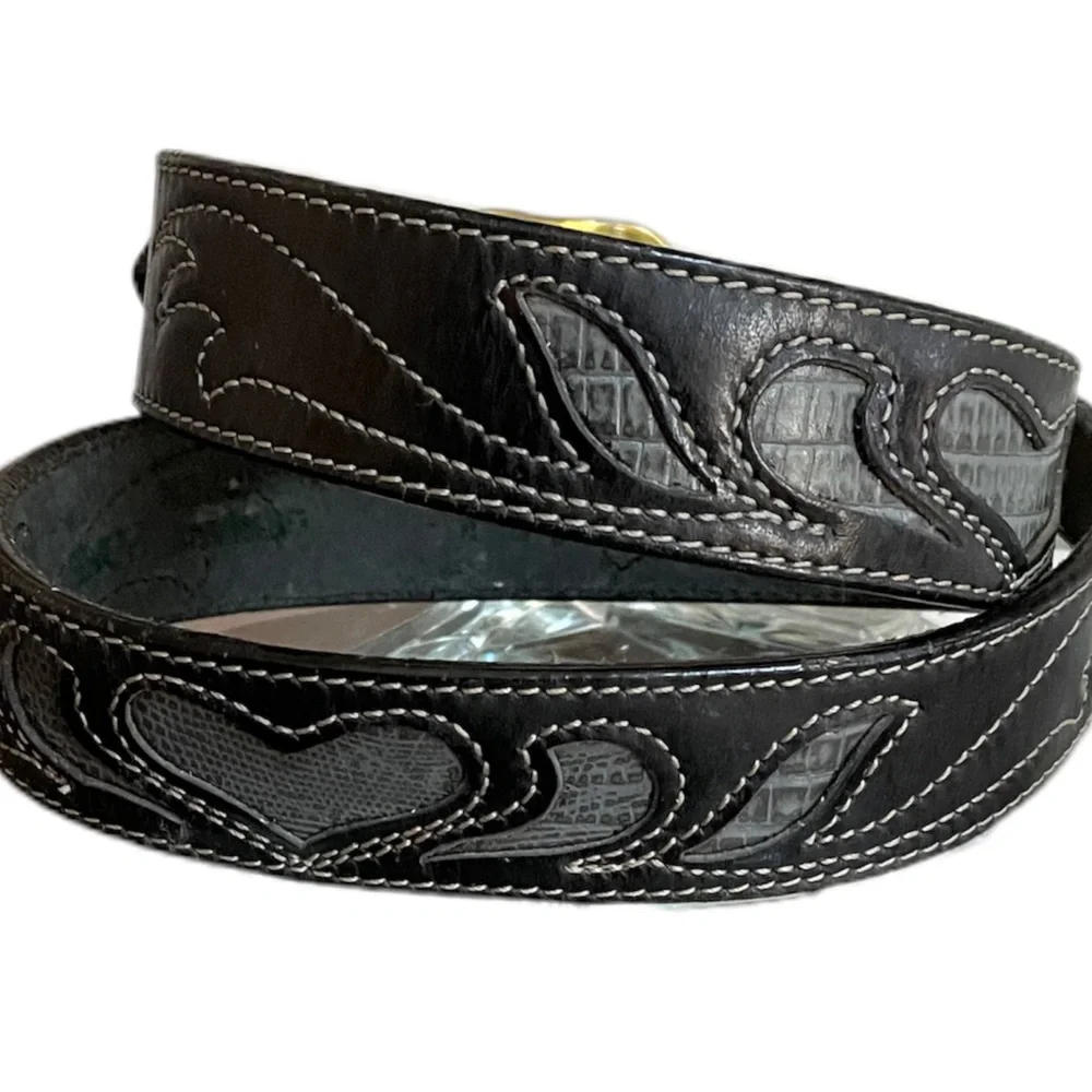 Youth Ladies Black and Gray Western Cowboy Belt by Leegin, 26